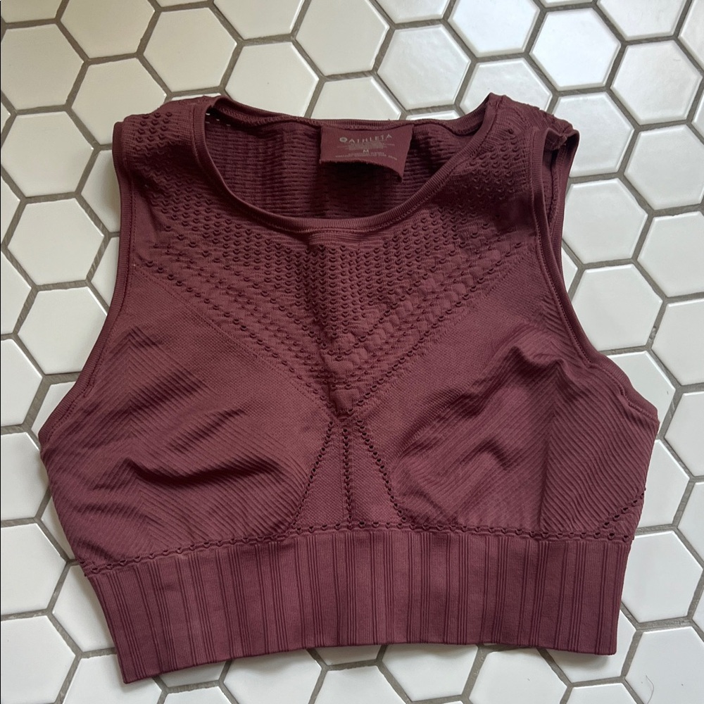 Athleta Burgundy Textured sport Crop Top bra